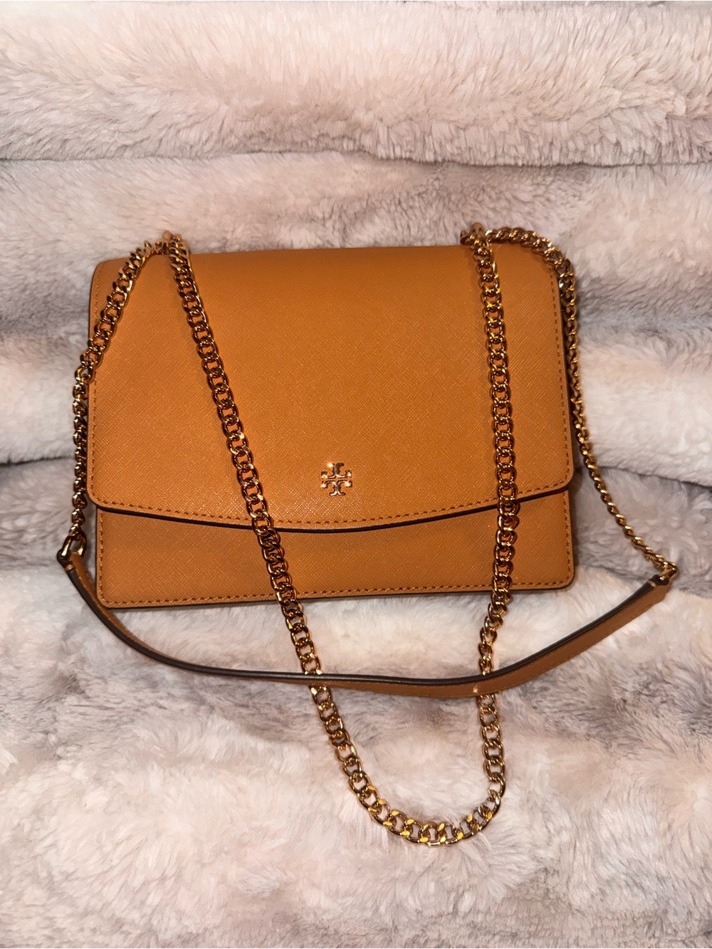 Tory Burch Tan Leather Chain Crossbody